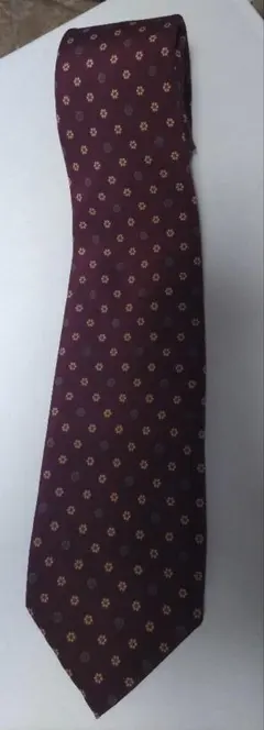 Yves Saint Laurent ネクタイ ボルドー系 小紋柄 シルク