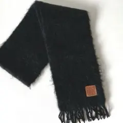 ★専用★美品★ LOEWE モヘア　マフラー　ブラック　レザーラベル付き ☆専用☆美品☆ LOEWE モヘア マフラー ブラック レザーラベル付き