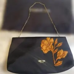 PAULE KA 花刺繍 ハンドバッグ 黒