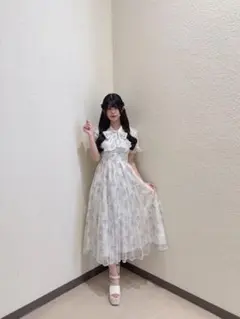 evelyn オリジナルリボン柄OP ワンピース アイスブルー F - メルカリ