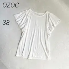 OZOC　フレアスリーブ　Tシャツ 　透け感　半袖　無地　レーヨン混のサムネイル