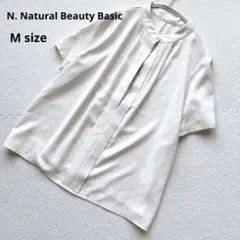 N.ナチュラルビューティーベーシック フロントタック半袖シャツ M オフィス着