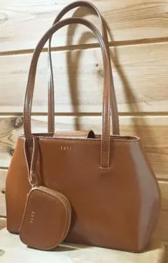 極美品　mystic loti ポーチ付き ハンドバッグ ブラウン