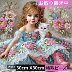 ★専用★ダイヤモンドアート特殊ビーズ　プリンセスとネコ 30cm X30cm