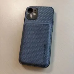 グレー iPhone12MINI用ケース マグネットカードホルダー付き