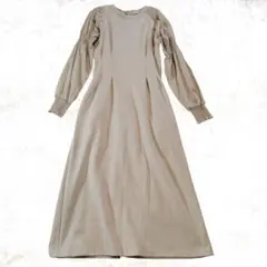 Vis　ヴィス　ブラウス素材袖　コットン混ストレッチジャージ素材　ワンピース