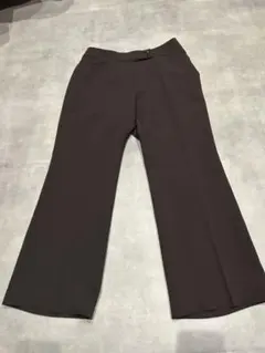 B-THREEブラウン スラックス レディースセンタープレス ストレートパンツ