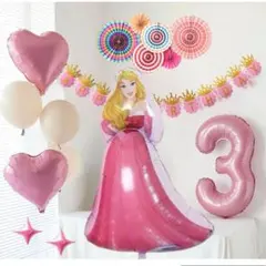 誕生日飾り　ガーランド　オーロラ姫バルーンセット　ディズニープリンセス　風船
