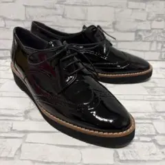 美品✨Le Talon ルタロン レースアップシューズ エナメル 黒23cm