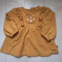 モイモルン 80 90マスタード色 フリル刺繍 長袖トップスのサムネイル