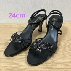 美品　サンダル　ミッシェルクラン　黒　ブラック　アンクルストラップ 24のサムネイル