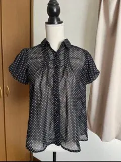 コルザ　ドット柄　半袖　ブラウス