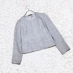 コムサイズム ノーカラージャケット グレー ラメ入り セレモニー