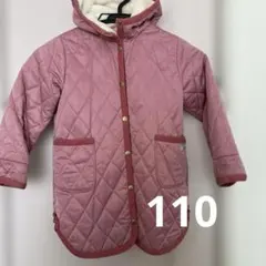 キッズ ピンク キルティングコート フード付き