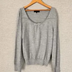 ◎ UNTITLEDアンタイトル 大きいサイズ44 グレー 長袖ニットセーター