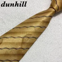 dunhill ダンヒル　ネクタイ　ゴールド　ストライプ　ワイドタイ