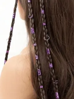 ドレッドヘアアクセサリー 30個セット パープル ヘアクリップのサムネイル