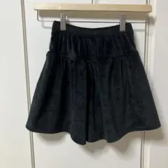 ブラック　コーデュロイ　ベロア　あったか素材　キュロットスカート 140サイズ