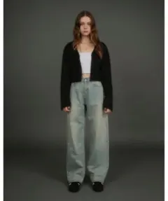 【新品】ACLENT アクレント フロントホック シャギーカーディガン ブラック