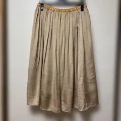 ハッシュアッシュ ベージュ プリーツロングスカート