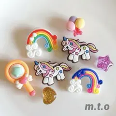 【大人気♪】 ジビッツ ユニコーン虹キラキラ③ゆめかわ サンダルアクセサリー