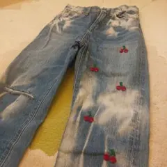 ゴートゥーハリウッド　チェリー刺繍入りデニムパンツ　140