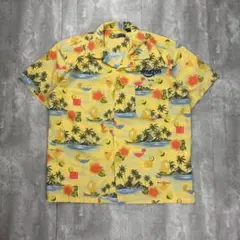 古着 刺繍企業ロゴ アマゾン ハワイアン オープンカラーアロハシャツ 6793
