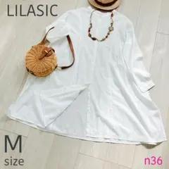 LILASIC リラシクバンドカラーチュニック ワンピース 白 コットン