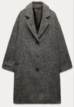 【新品未使用タグ付き】ZARA ヘリンボーン柄ドロップショルダーコート