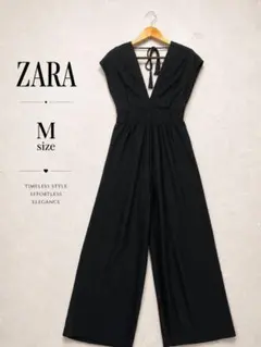 人気✨ザラ　ZARA サロペット オールインワン ワイドパンツ ブラック Mのサムネイル
