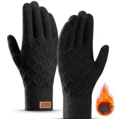 GOKEI タッチパネル対応 スマホ 手袋 防寒 裏起毛 冬用 黒 ふわふわ