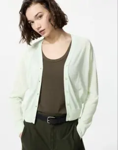 【新品タグ付き】UNIQLO ライトＶネックカーディガン ライトグリーンXL