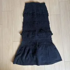 moussyフリルデザイン ブラック ロングスカート