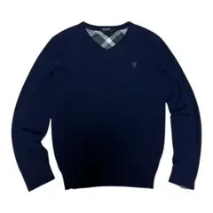 【美品】ブラックレーベルクレストブリッジ　ニットセーター ノバチェック　ネイビー