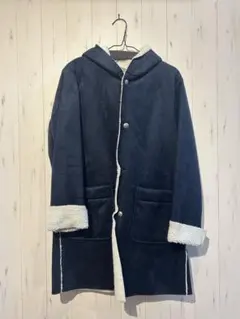 ノーティードッグ Naughty dog ネイビー フード付きムートンコート