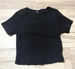 UNIQLO ブラック リブ編み Tシャツ M
