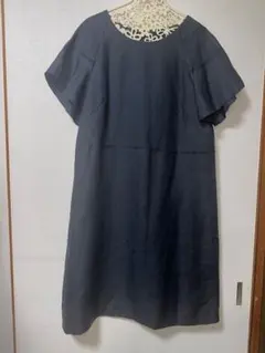 新品未使用アンタイトル44サイズダークブルー 半袖ワンピース