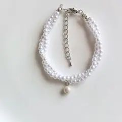 №767　6mmコットンパール×4mmパールブレスレット　ハンドメイド