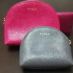 FURLA ラウンド型ポーチ セット ピンク グレー