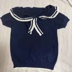 MISCH MASCH セーラーカラー 半袖ニット ネイビー Mのサムネイル