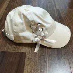 キッズ キャップ アイボリー リボン付きのサムネイル