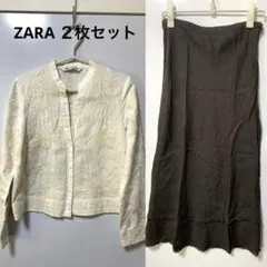 ZARA綿 麻スカート 刺繍シャツジャケット ２枚セット