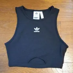 ◆PAKAIAN adidas◆ブラックリブタンクトップJ/Mサイズ刺繍ロゴのサムネイル
