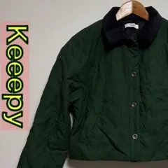 Keeppy クロップドキルティングジャケット ショート丈 2WAY グリーン