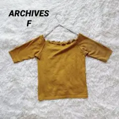 ARCHIVES アルシーヴ スカラップネック リブカットソー マスタード Fのサムネイル
