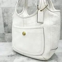 美品 コーチ エルゴ ワンショルダー ハンドバッグ シボ革 カラフル 肩掛け 白