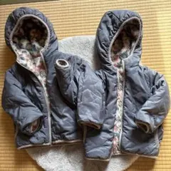 90と100 冬用ジャンバー　2着まとめ　リバーシブル　兄弟姉妹