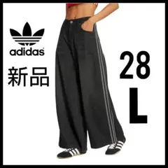新品★黒28★ジーンズ★adileniumデニムパンツ★ワイドパンツ★男女