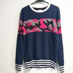 MARK & LONAマークアンドロナゴルフスカル柄セーターメンズLネイビー