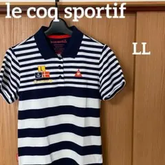 ルコックスポルティフ　ゴルフ　ポロシャツ　レディース　LL 紺色　ボーダーのサムネイル